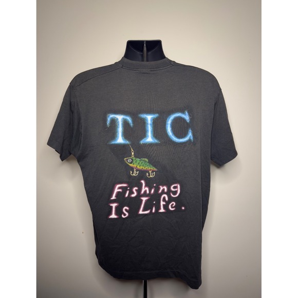 Vintage Monster Bass Fishing T-Shirt XL Screen Stars Best USA Made Pocket Tee - Picture 2 of 7